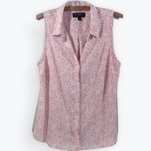 Banana Republic Classic Fit Pink Floral Sleeveless Button-Down Polo Shirt